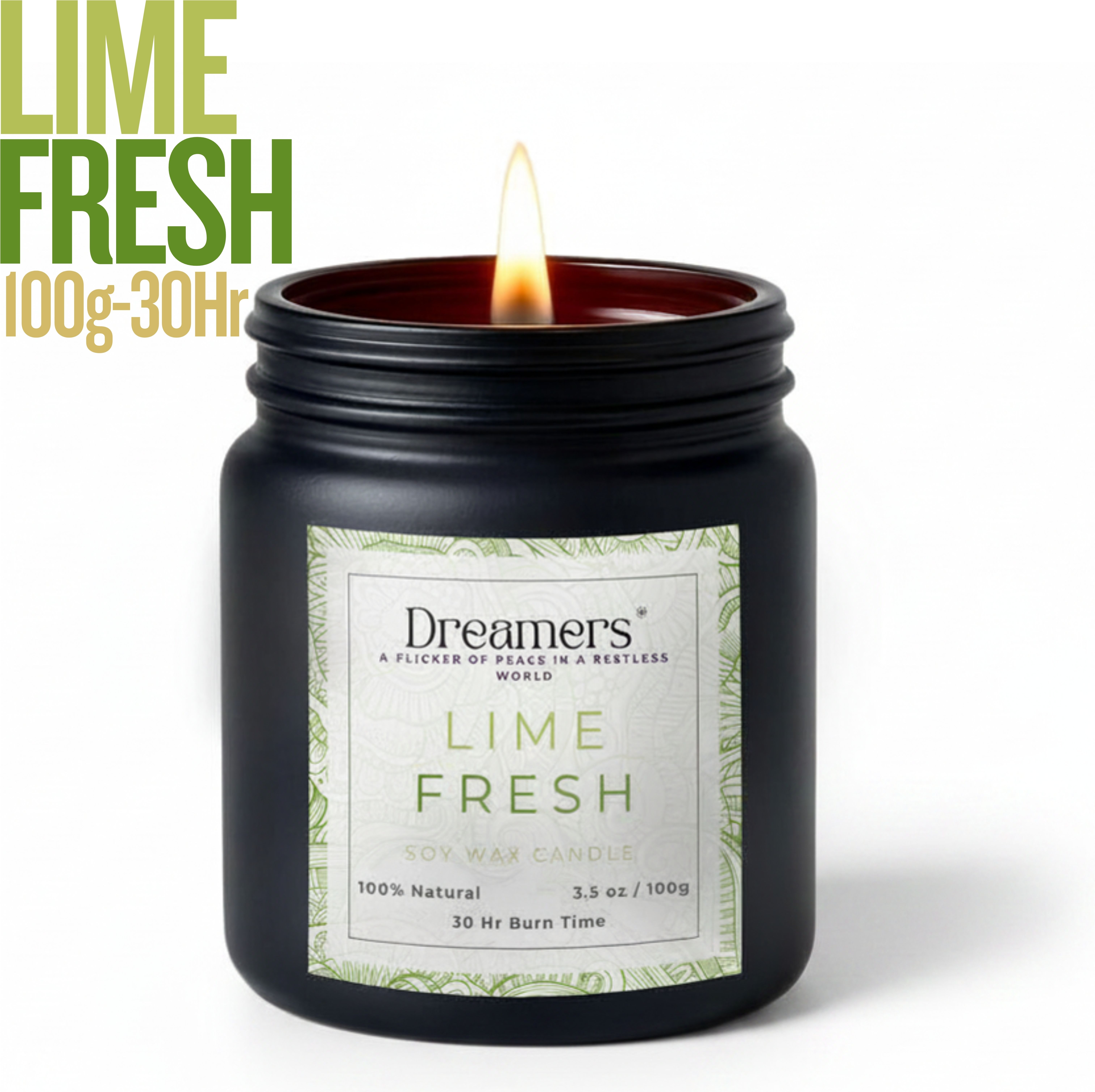 Lime Fresh Fragrance|Soy Wax Candle|35 Hr Burn|Non-Toxic|100g Candle-image-33