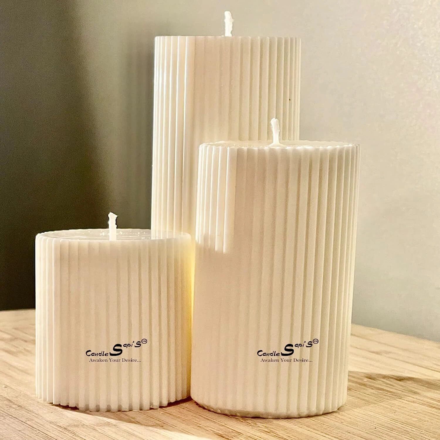 be calm Sanjhbati Ribbed Scented Pillar Candle Candle-picture-18
