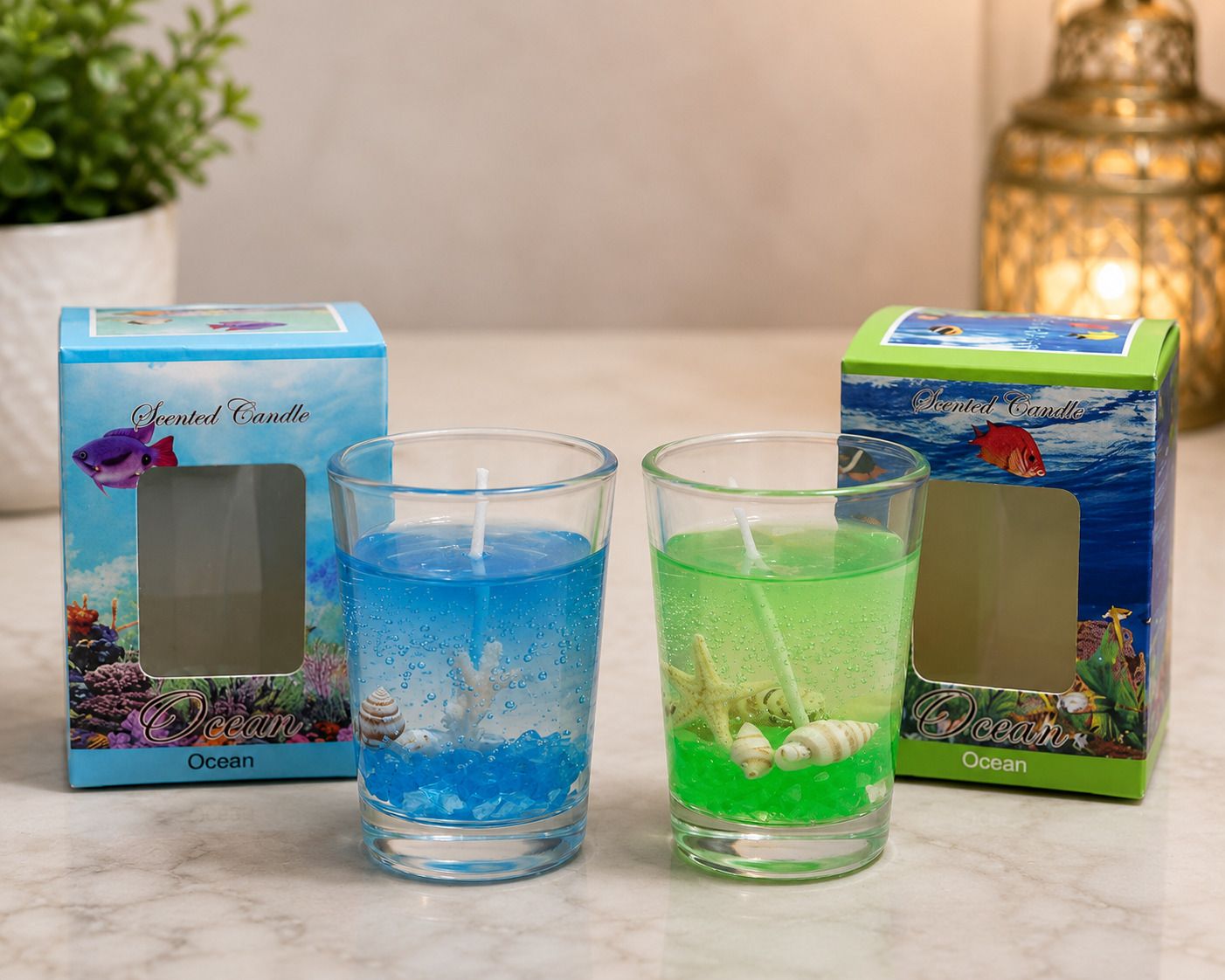 Ocean Scented Gel Candle Set | Decorative Glass Aromas Candle-image-33