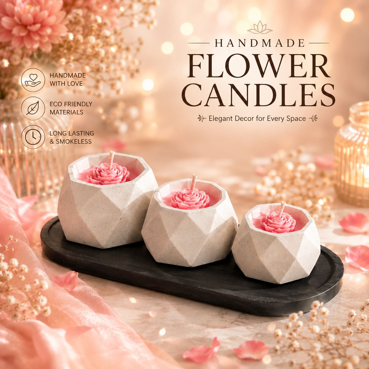 sitarabysimar Handmade Flower Candles Set Candle-picture-29