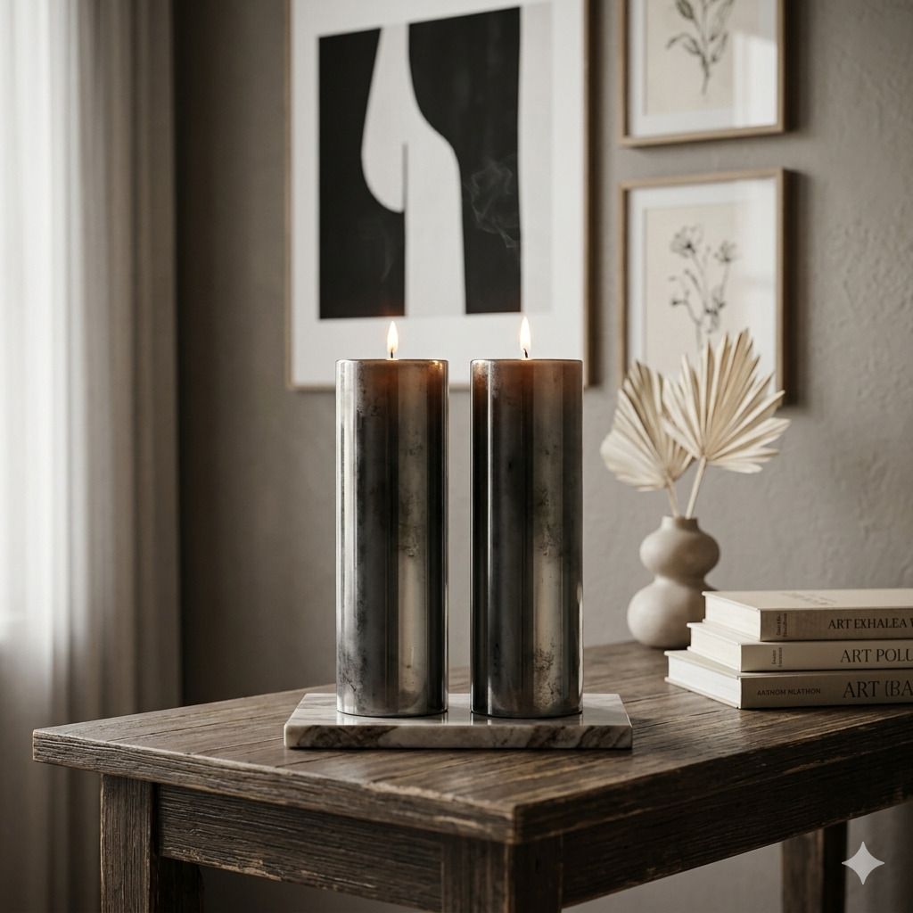 boxglee Black Pillar Candles Set of 2 | Long Burning Decorative Home Decor Gift A61 Candle-picture-24