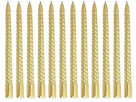 neeaan candles Premium Spiral Decorative Candles – Long Burning Wax Candles Pack of 10 (Gold) Candle-picture-20