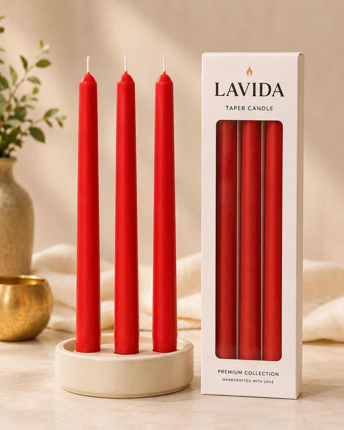 10-Inch Decorative Rose Sented Red Taper Candles Soy Wax for Home Decor Candle-image-40