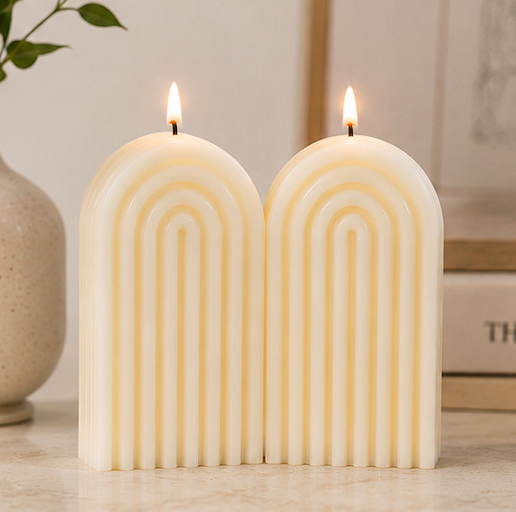 spark soul Modern Arch Pillar Decorative Candle – Pack of 2 Candle-picture-46