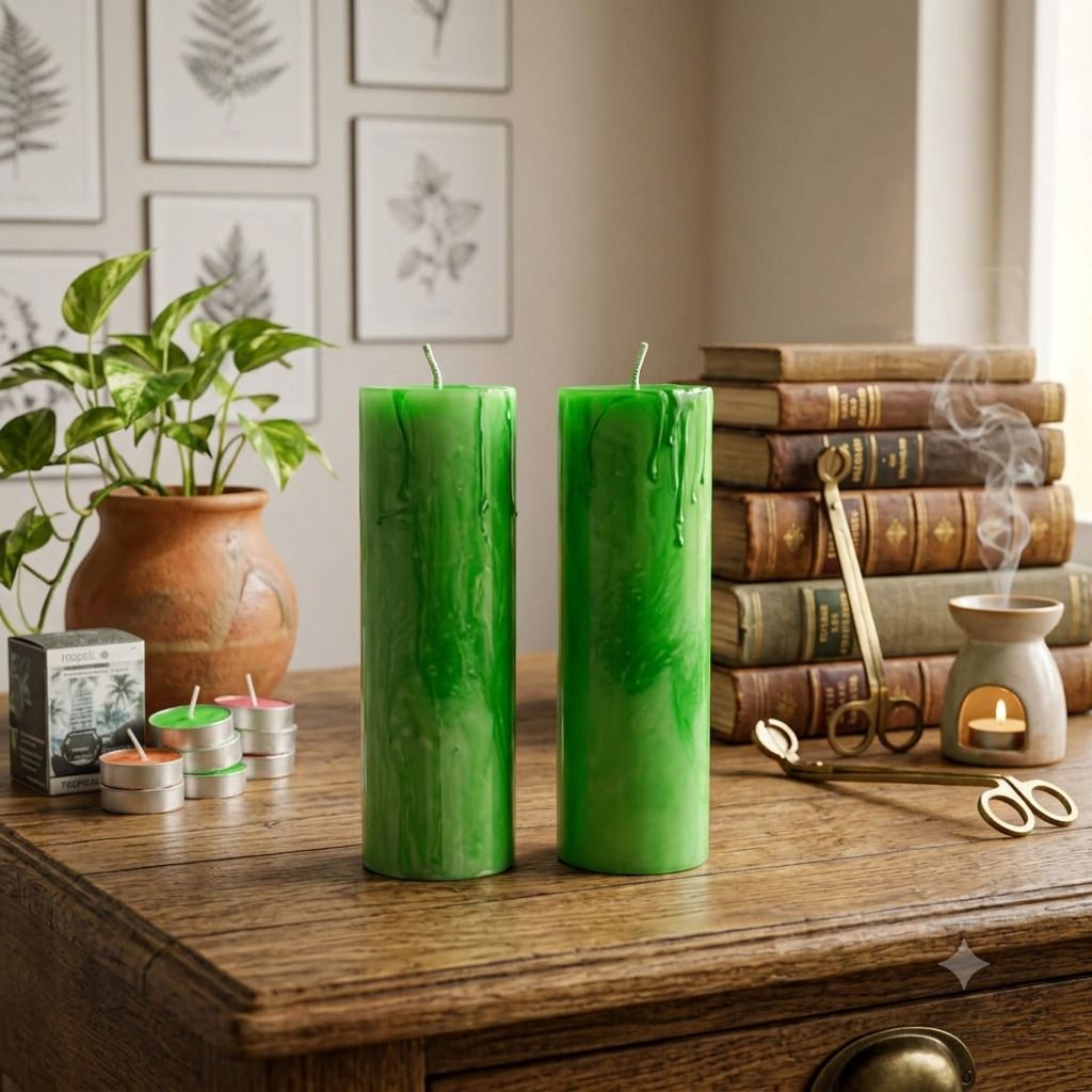 boxglee Lemongrass Pillar Candles Set of 2 | Scented Long Burning Home Decor Gift A33 Candle-picture-28