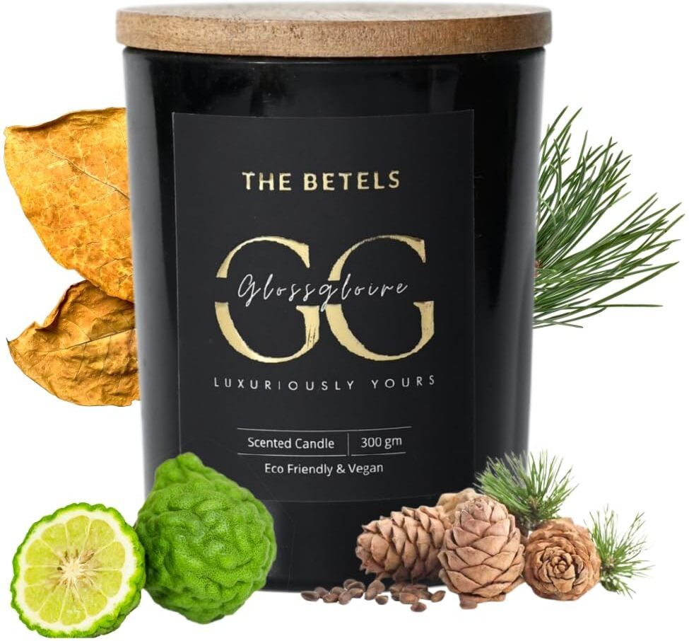 glossgloire The Betels Luxury Perfume Candle | Glass Jar with Wooden lid, Strong Scented Candle-picture-13