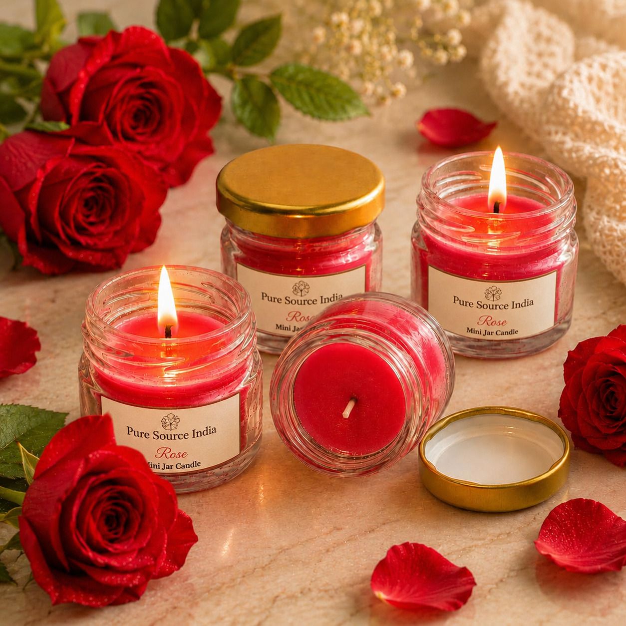 Rose Fragrance Scented Mini Jar Wax Candle for Home Decor, Diwali Gifts Candle-image-20