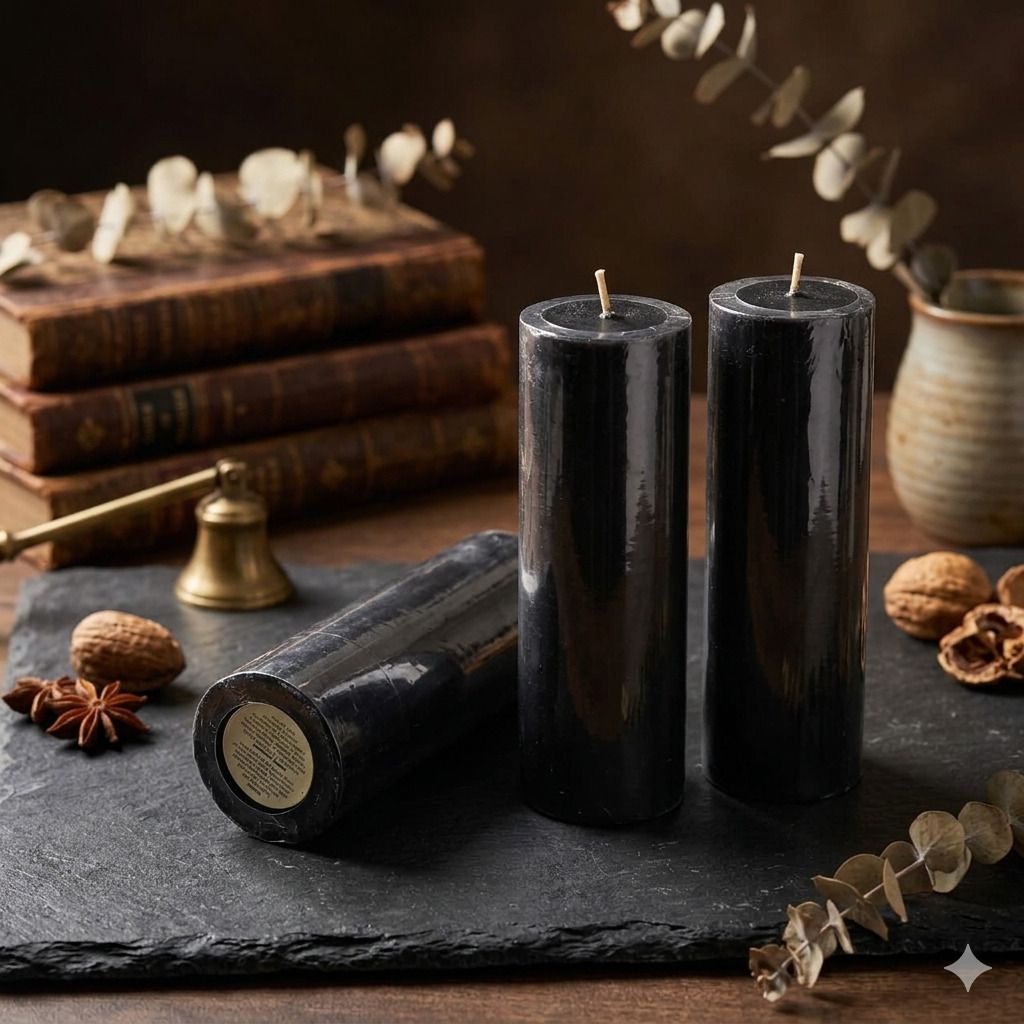 boxglee Black Pillar Candles Set of 3 | Long Burning Decorative Home Decor Gift A68 Candle-picture-27