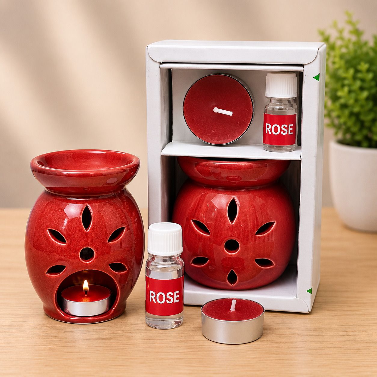 Decorative Ceramic Wax Melt Aroma Diffuser Gift Set with Oil Candle-image-6