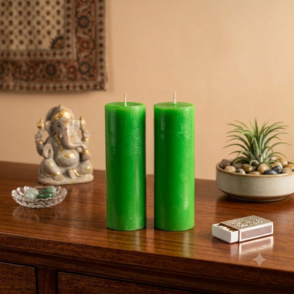Lemongrass Pillar Candles Set of 2 | Scented Long Burning Home Decor Gift A32 Candle-image-47