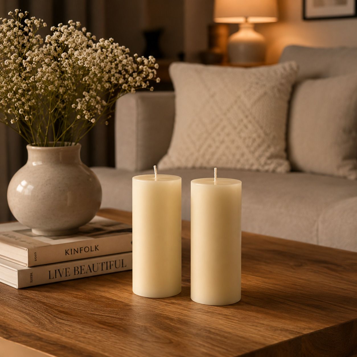 Premium Jasmine Scented Pillar Candles Pack Of 2 For Diwali Festival | Gift B24 Candle-image-18