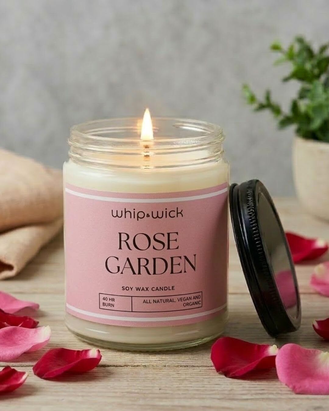 Rose Garden Scented Jar Candle| Long Burning Candle |40+ Hours Burn Time Candle-image-43
