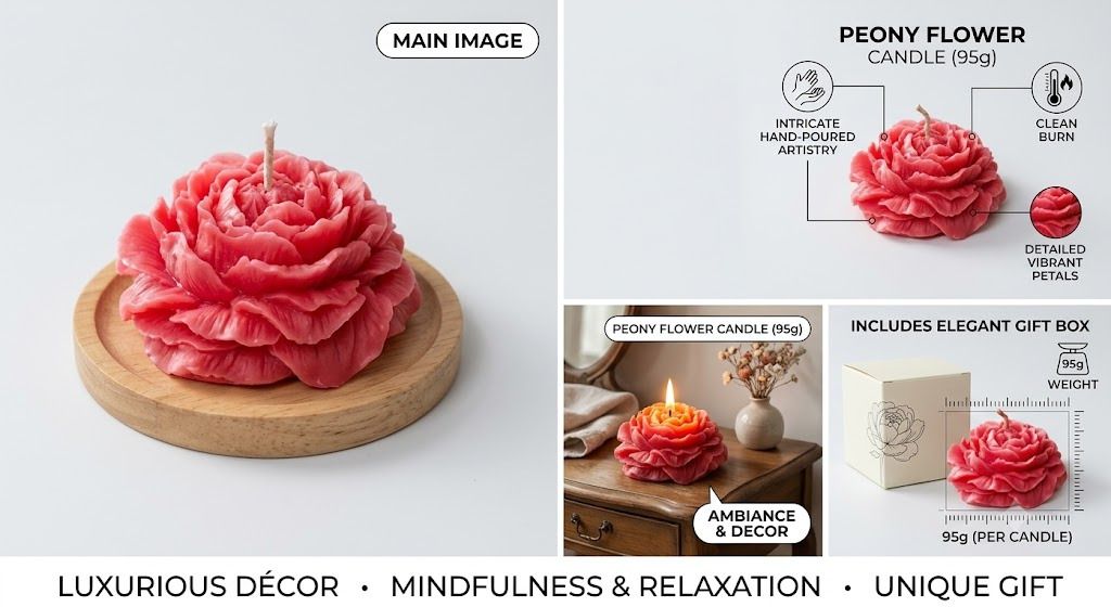 Peony Flower Decorative Candle Candle-image-37