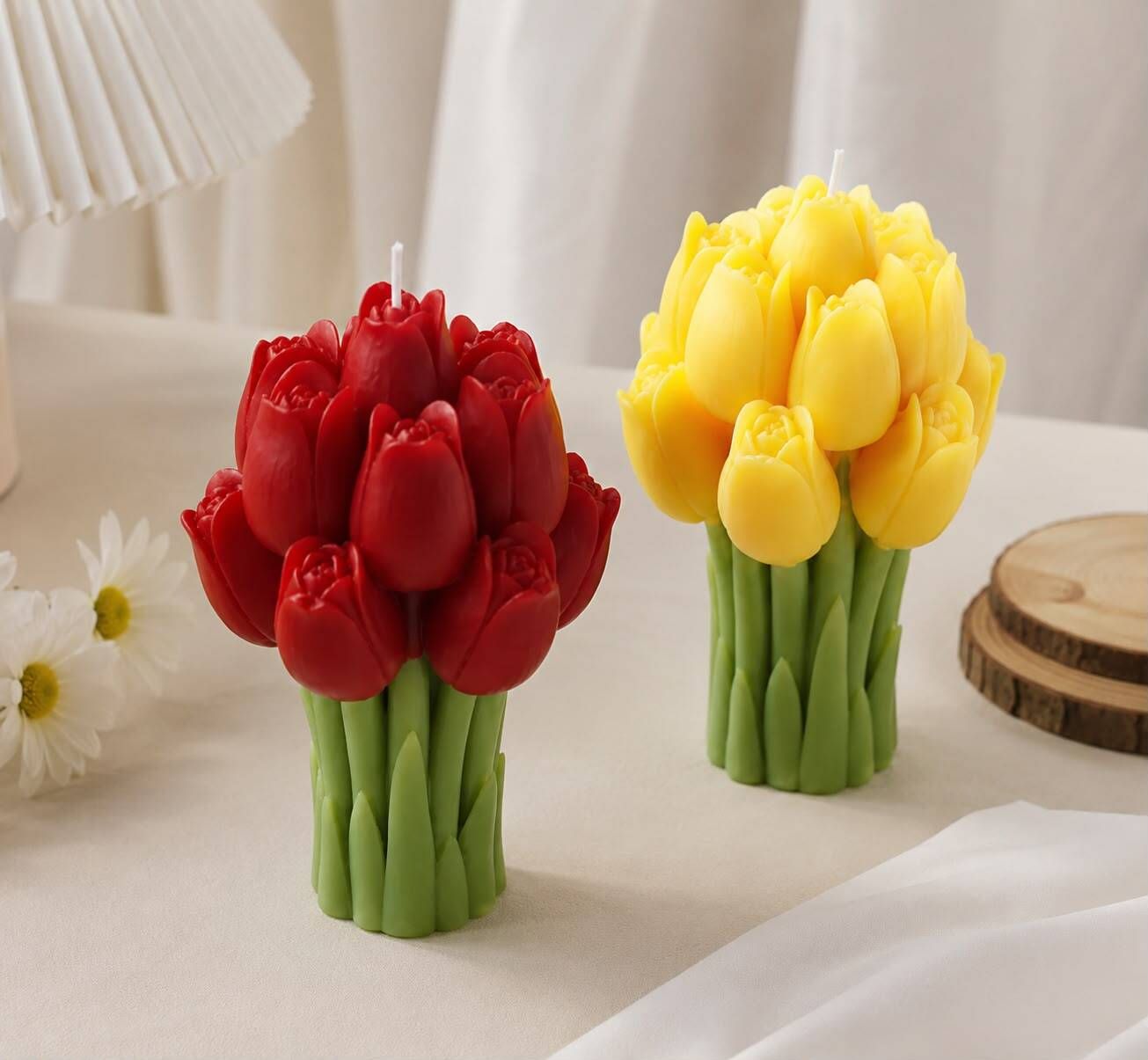 Tulip Handmade Flower Floral Shape Candle Combo Set Pack of 12 Pcs Candle Candle-image-17