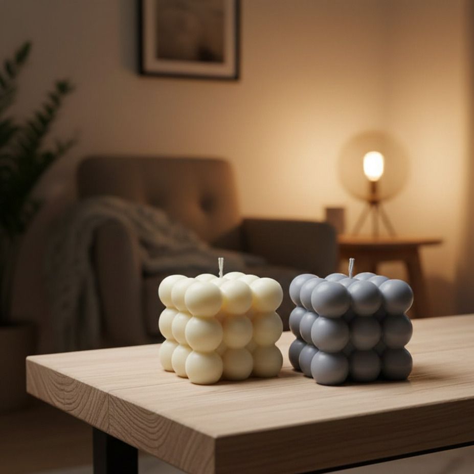 Bubble Cube Candle White-Violet Color Candle-image-18