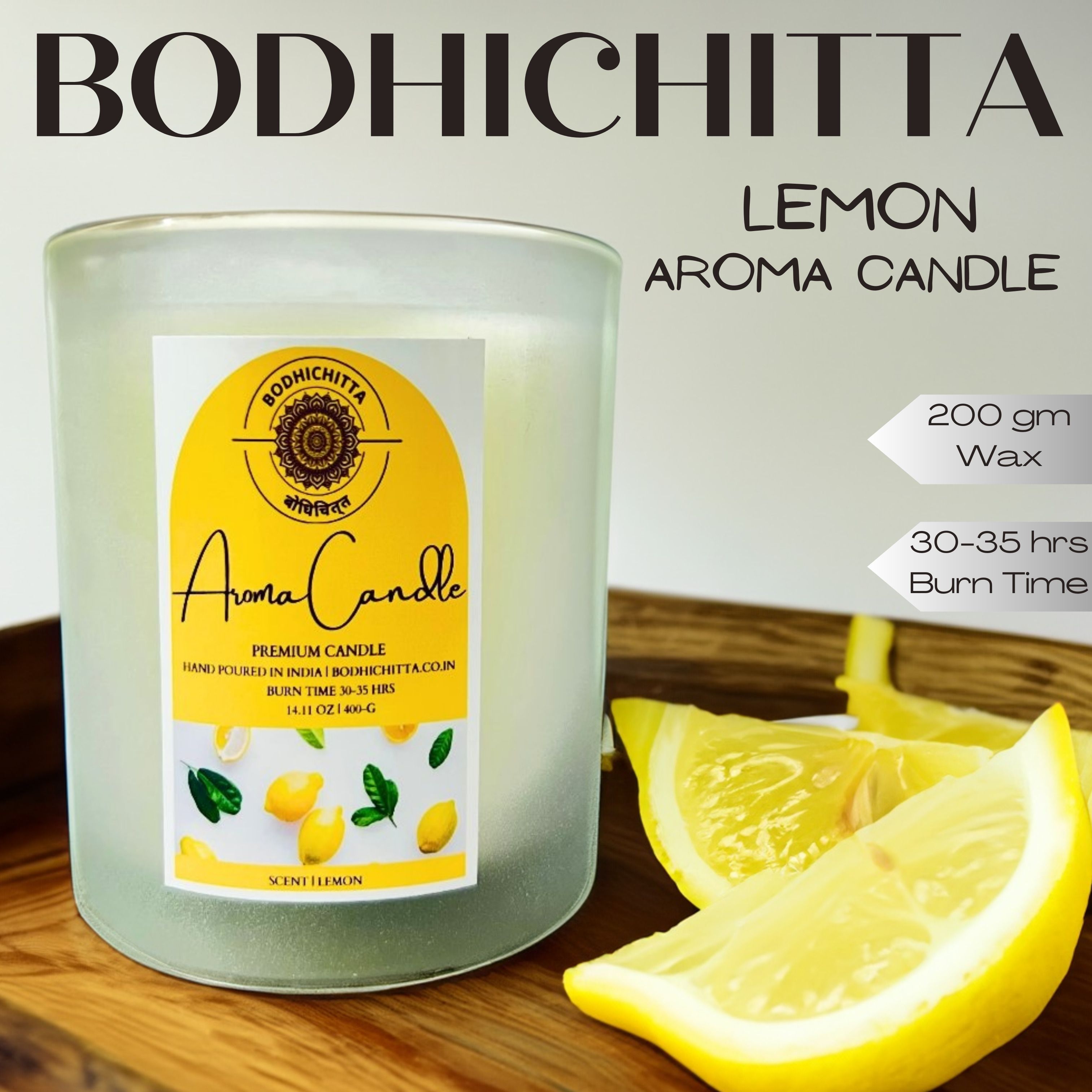 Lemon Zest Scented Glass Candle For Home Decor |30-35 Hrs Burn Time Pure Soy Wax Candle-image-25