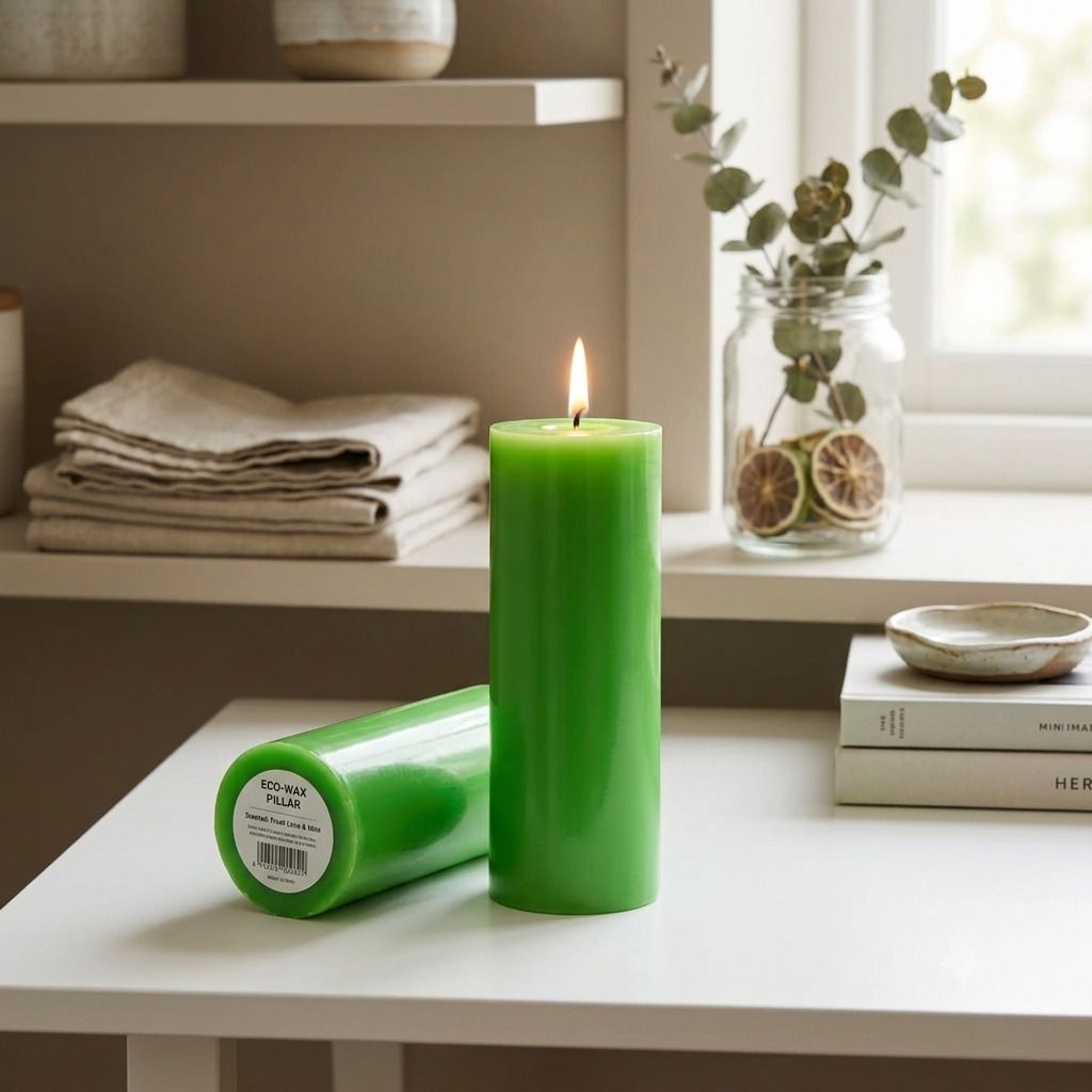 Lemongrass Pillar Candles Set of 2 | Scented Long Burning Home Decor Gift A27 Candle-image-41