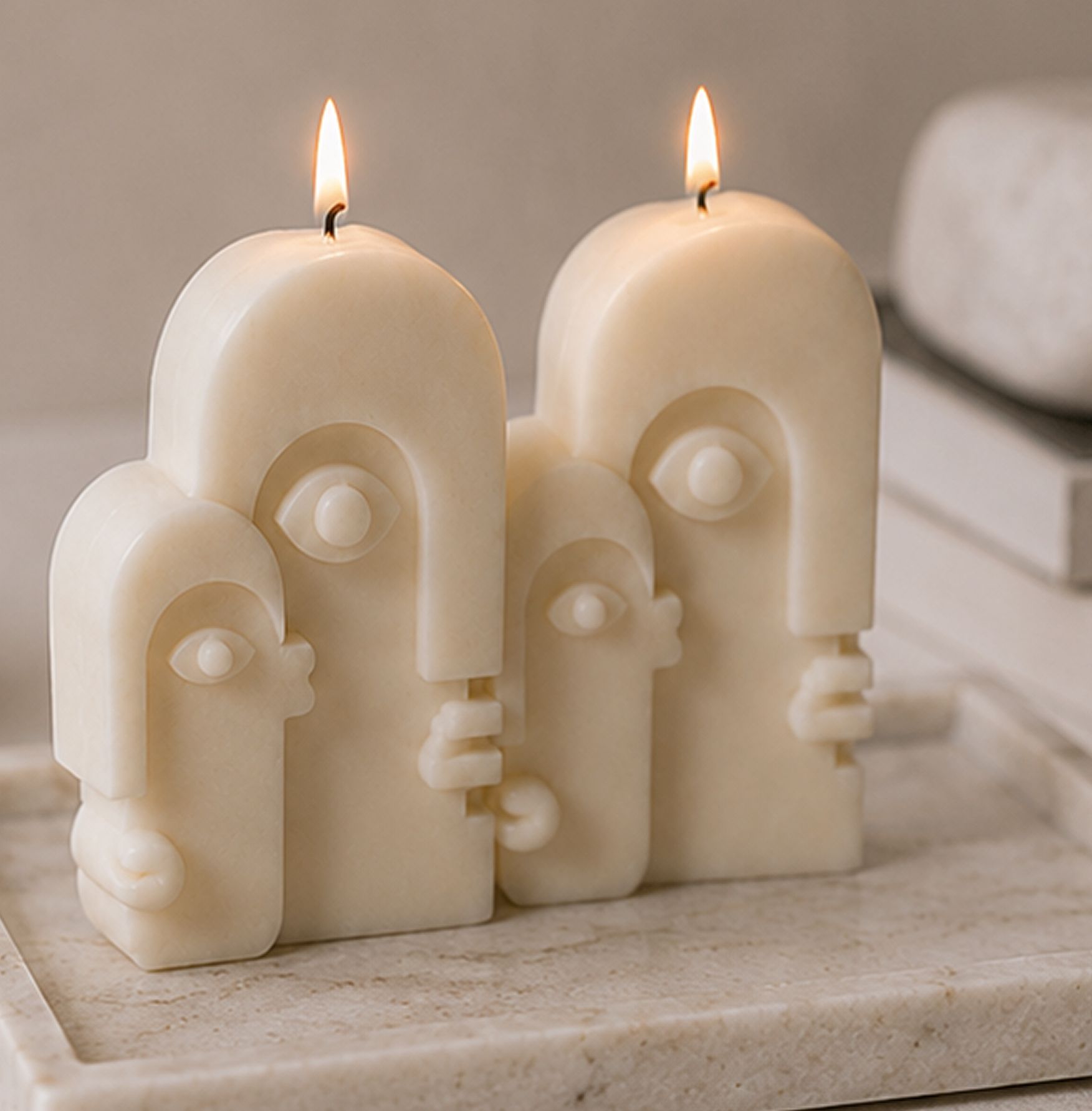 Abstract Face Sculpture Candle – Pack of 2 Candle-image-47