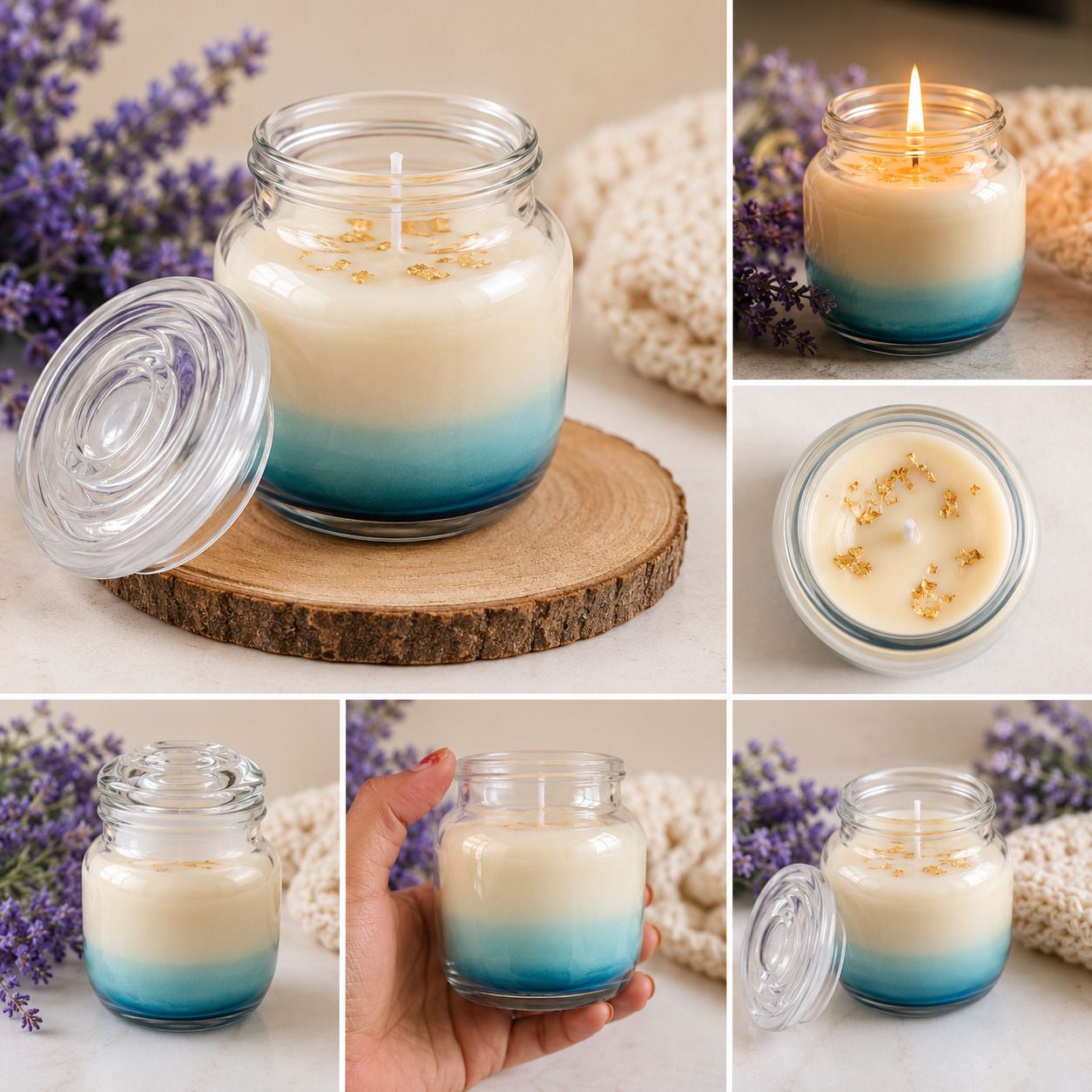 light blue colour mate finish candle Candle-image-35