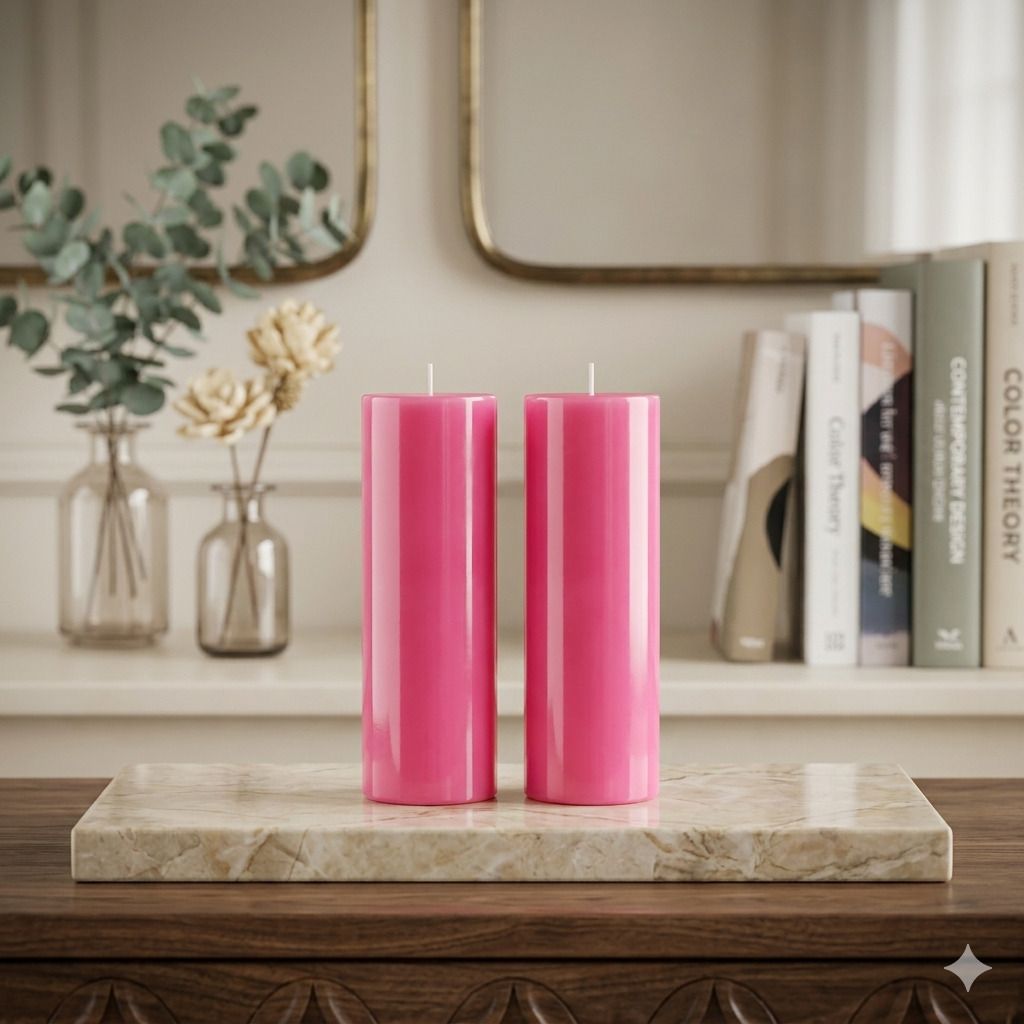 Rose Pillar Candles Set of 2 | Scented Long Burning Home Decor Gift A18 Candle-image-20