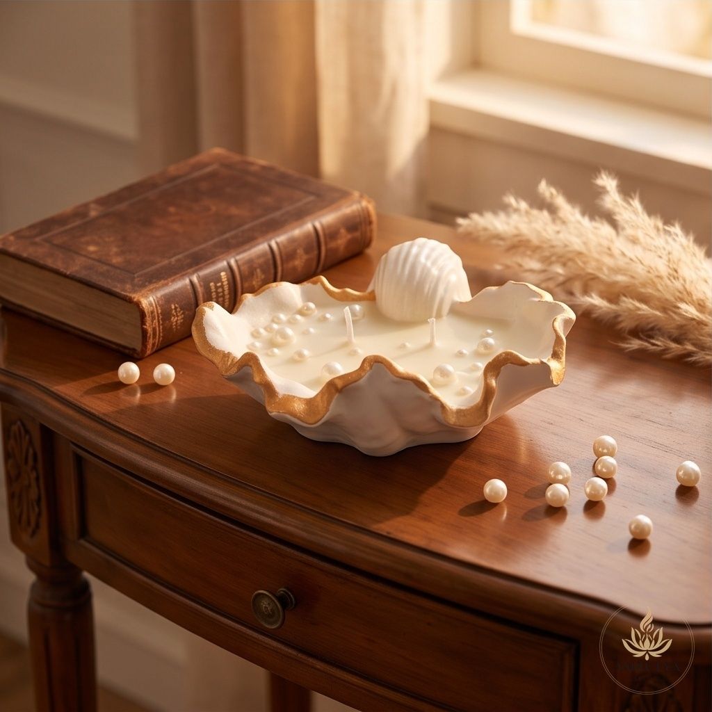 Elegant Ocean Pearl Shell Soy Wax Candle - Royal Arabian Oud Candle-image-41