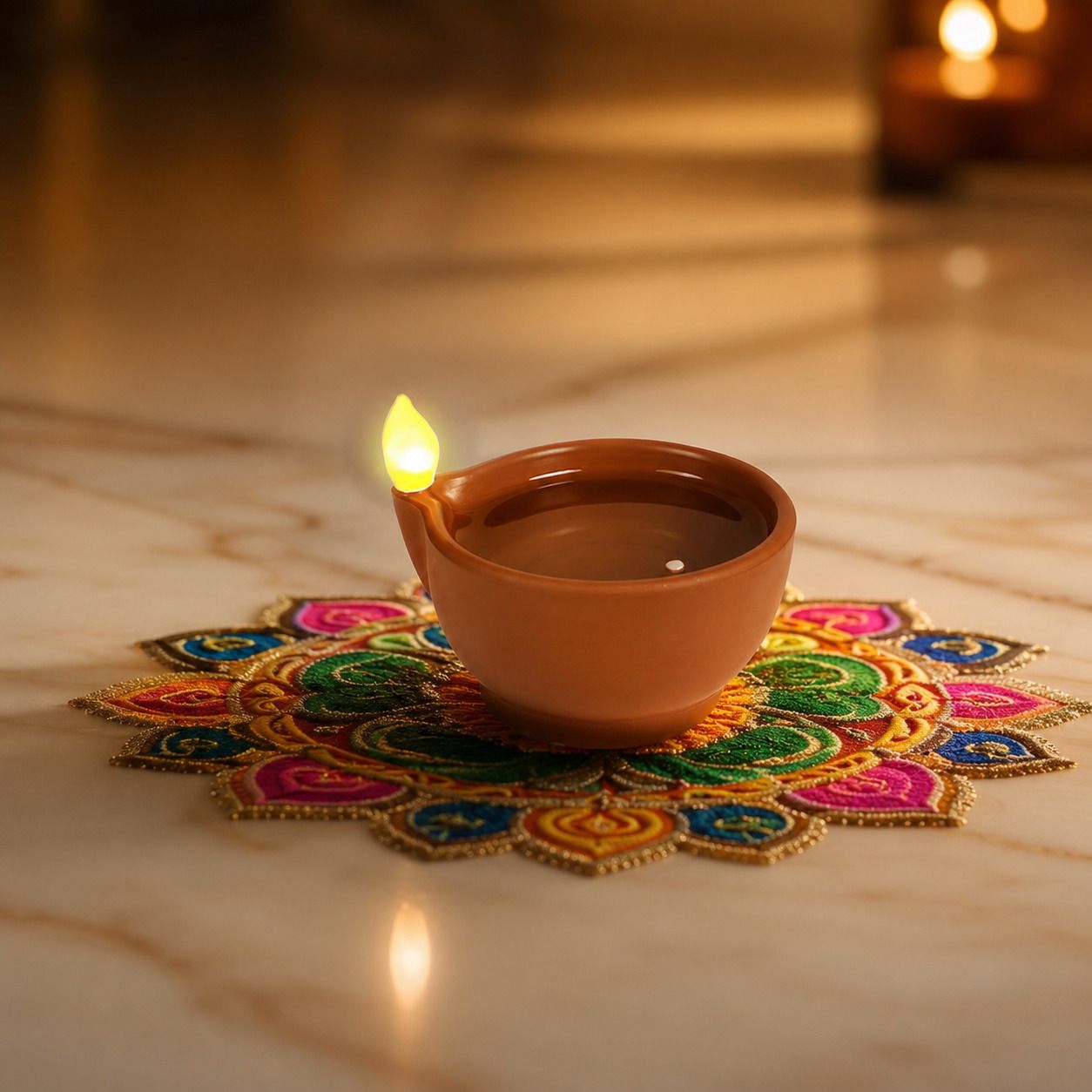 cheerygold Clay Diyas with Cotton Wicks for Puja, Rangoli & Home Festival Decoration Candle-picture-17