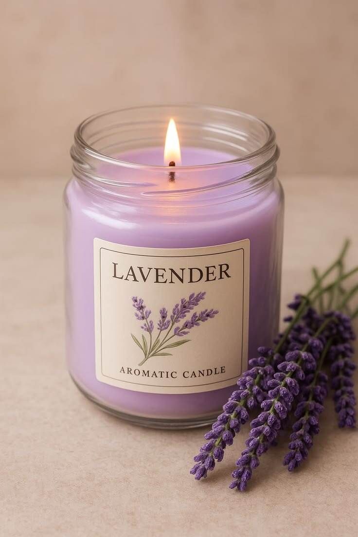 Lavender Scented Clear Glass Jar Candle Candle-image-19