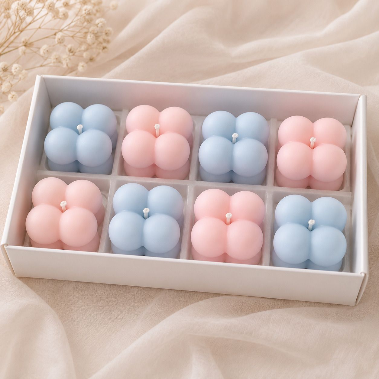 kindle & co. Small Bubble Candle Set – 8 Pcs_Pink and Blue Candle-picture-17