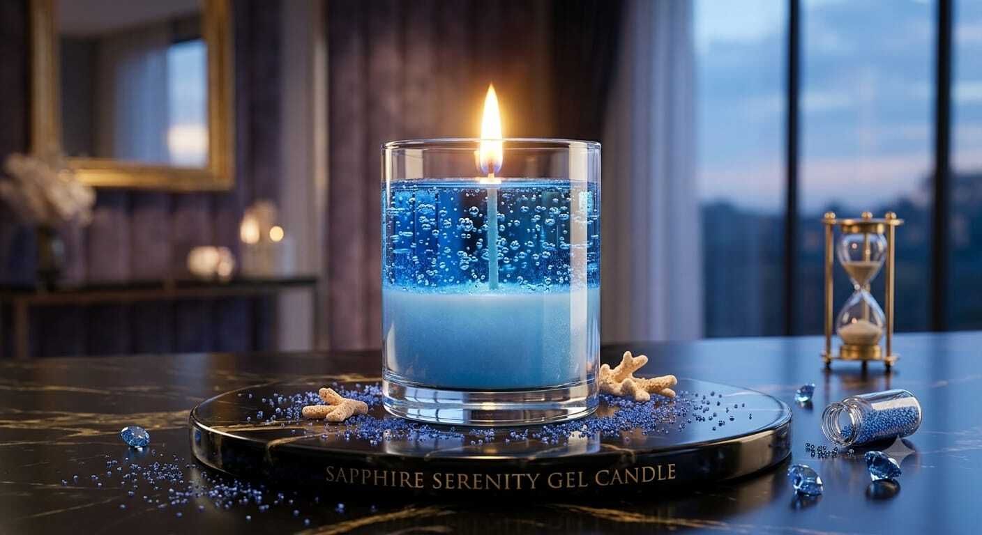 Ocean Gel Candle Handmade Blue Transparent Gel Wax Candle in Glass Jar Candle-image-14
