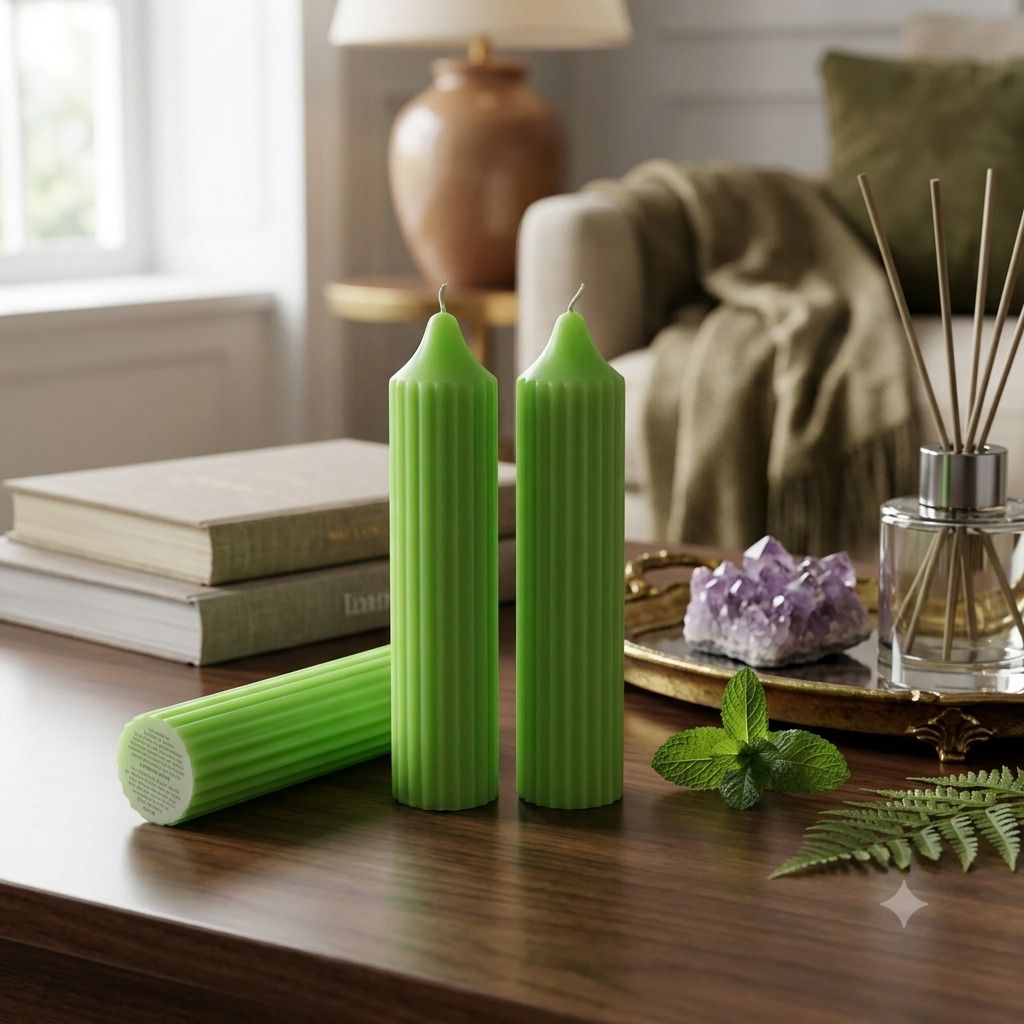 boxglee Lemongrass Ribbed Pillar Candle Set of 3 | Elegant Home Decor Candles A12 Candle-picture-26