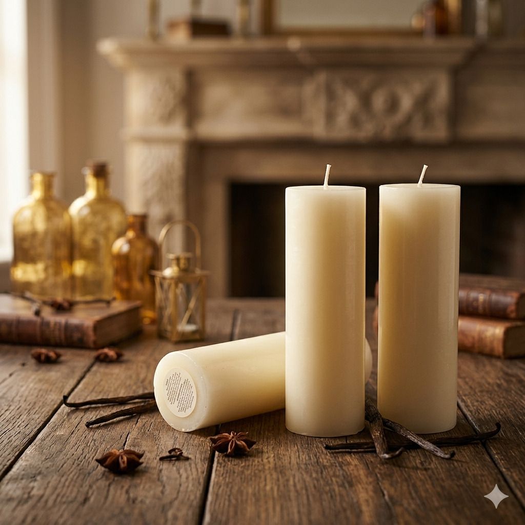 peepresion Jasmine Pillar Candles Set of 3 | Smokeless Scented | Home Decor & Gift Candle-picture-3