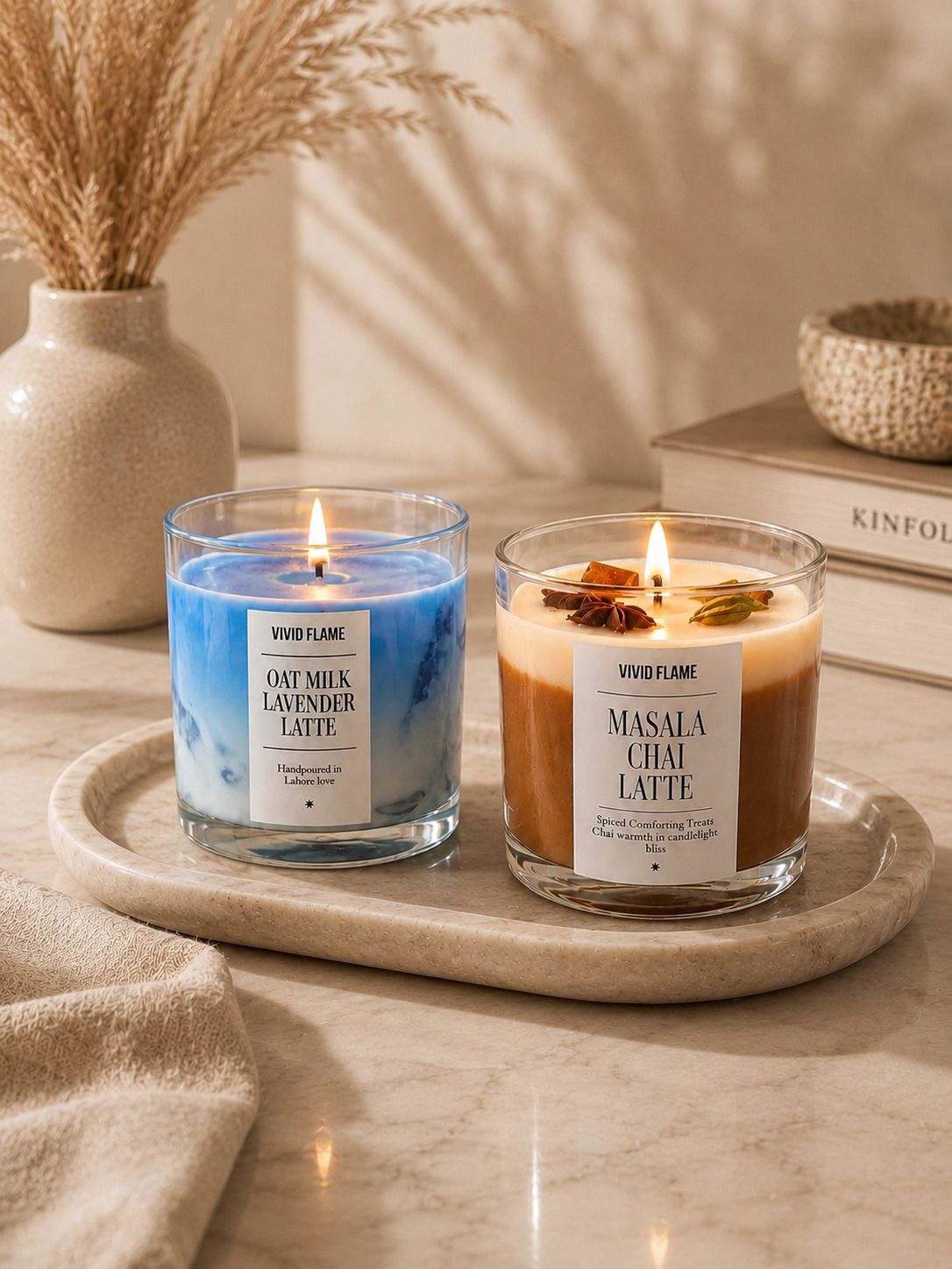 vividflame Oat Milk Lavender And Masala Chai Medium Combo 2 Candle-picture-13