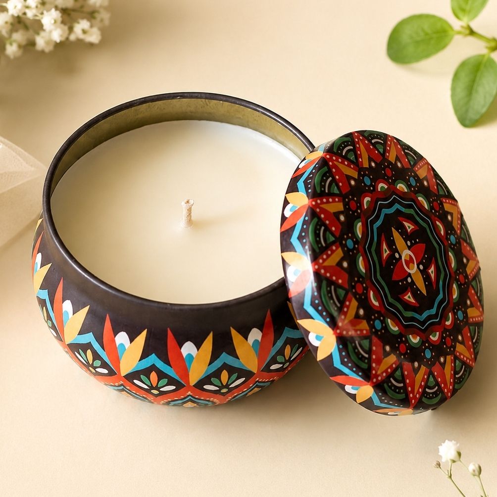 Decorative Scented Candle in Jar Mandala Design Candle-image-37
