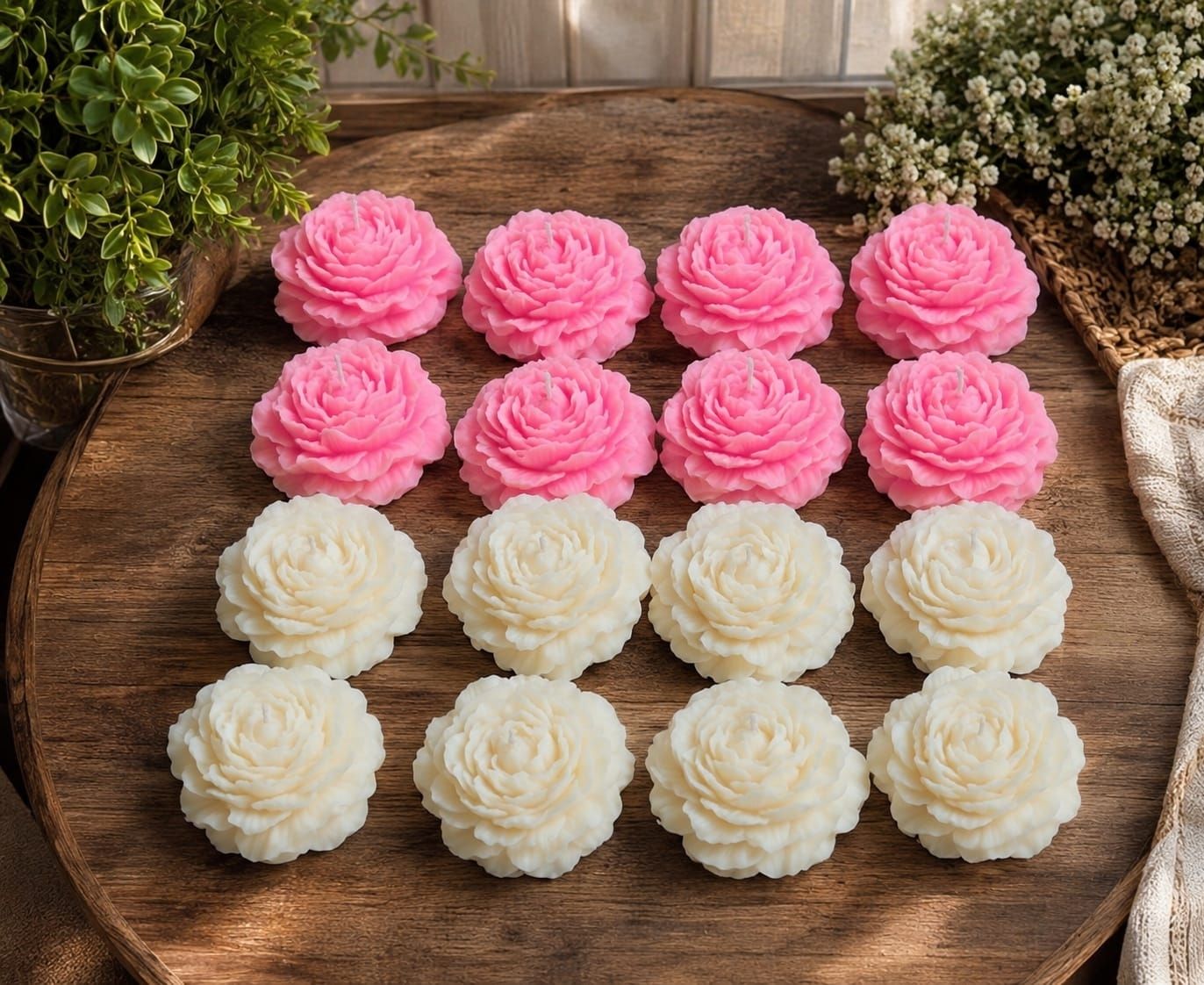 Bloom Petal Flower Scented Candle – Pack of 16 (Pink & white) Candle-image-24
