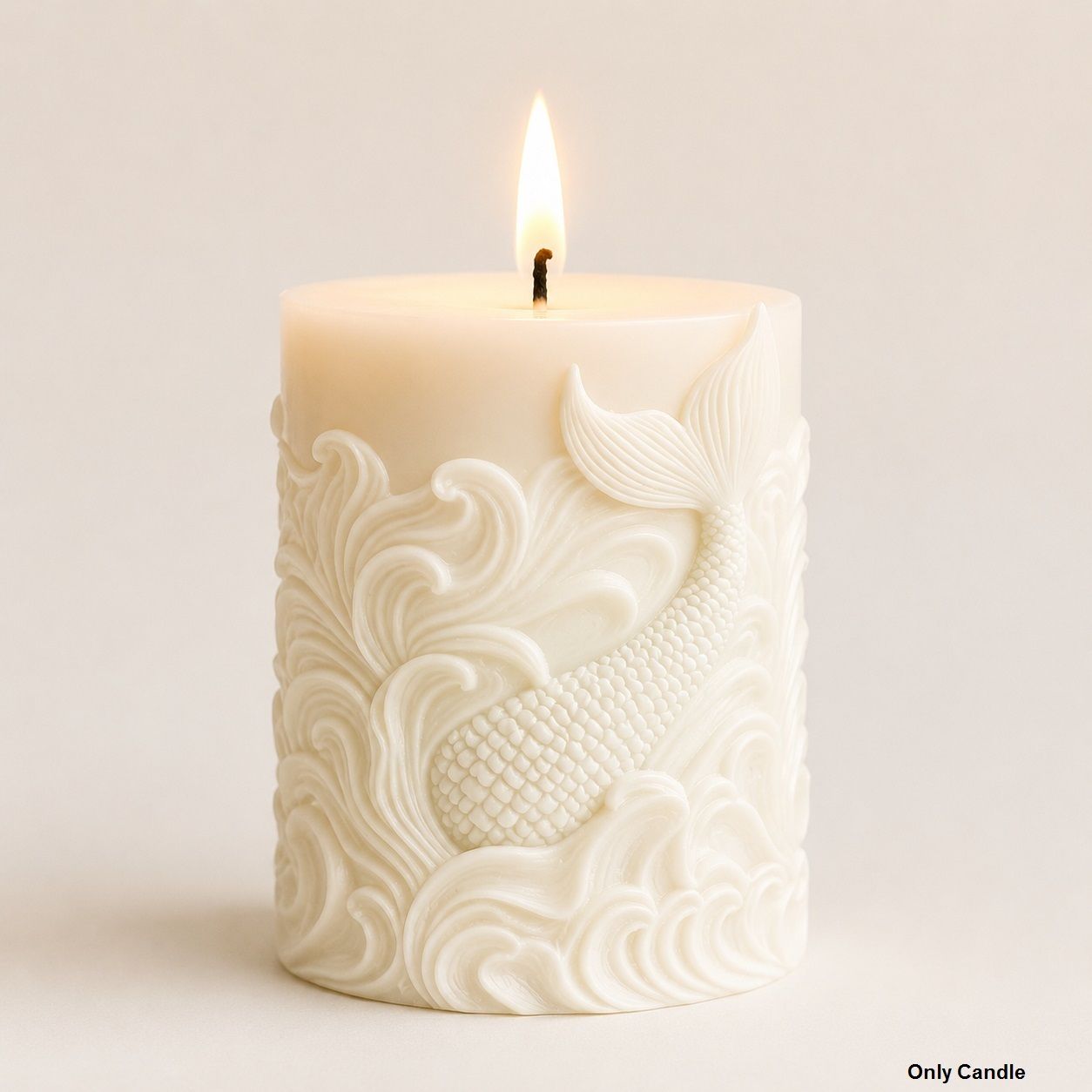 kapiraj shopee Ocean Wave Mermaid Tail Scale Textured Soy Wax Candle for Home Dcor Candle-picture-3