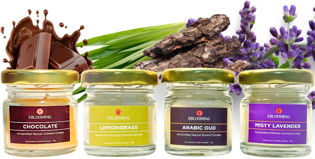 Scented Candles Set for home in Glass Jar I Lemongrass, Oud, Lavender, Chocolate Candle-image-31