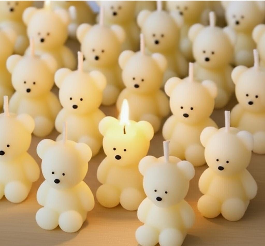 Teddy bear shaped scented candle pack of 6 Candle-image-18