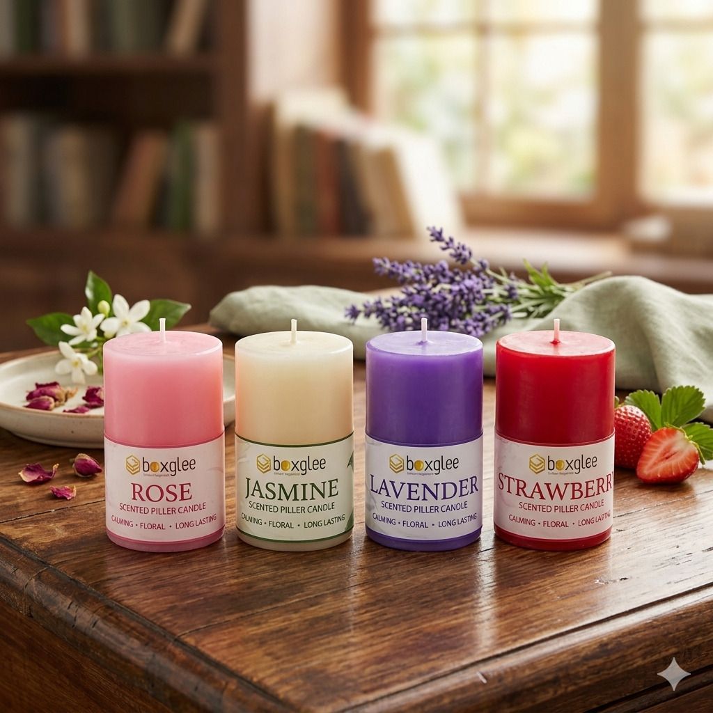 peepresion Scented Pillar Candles Set of 4 for Home Decor, Spa, Yoga & Gifting A4 Candle-picture-1