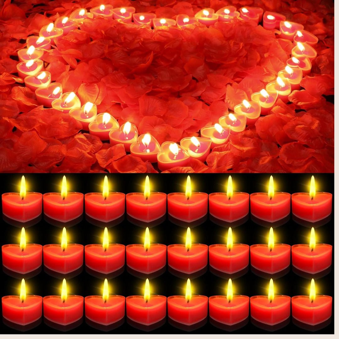 floryn decor Rose Aroma Scented Heart Tealight Candles | Valentine Day Special (Pack of 12) Candle-picture-13
