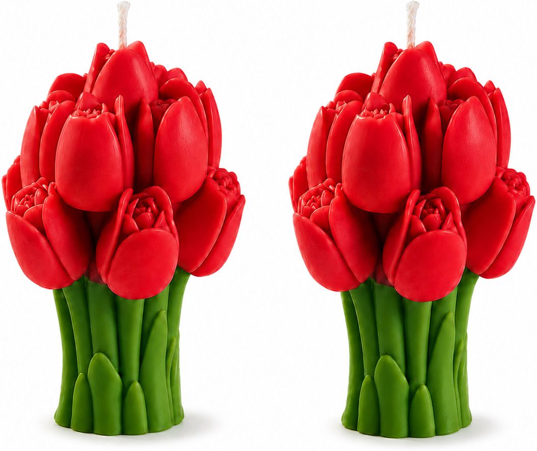 Lotus Fragrance Tulip Flower Candle | Home Decor & Gift | White | Pack of 2 Candle-image-5
