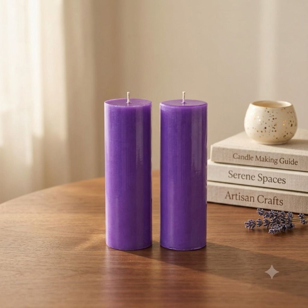 boxglee Lavender Pillar Candles Set of 2 | Scented Long Burning Home Decor Gift A50 Candle-picture-38
