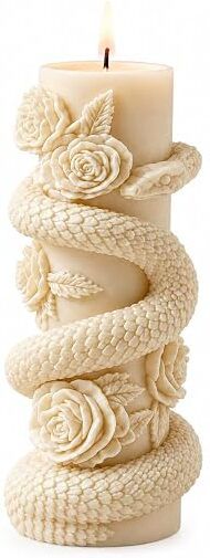 adhunyk Snake & Rose Decorative Pillar Candle Handmade Soy Wax Aroma Candle Candle-picture-4