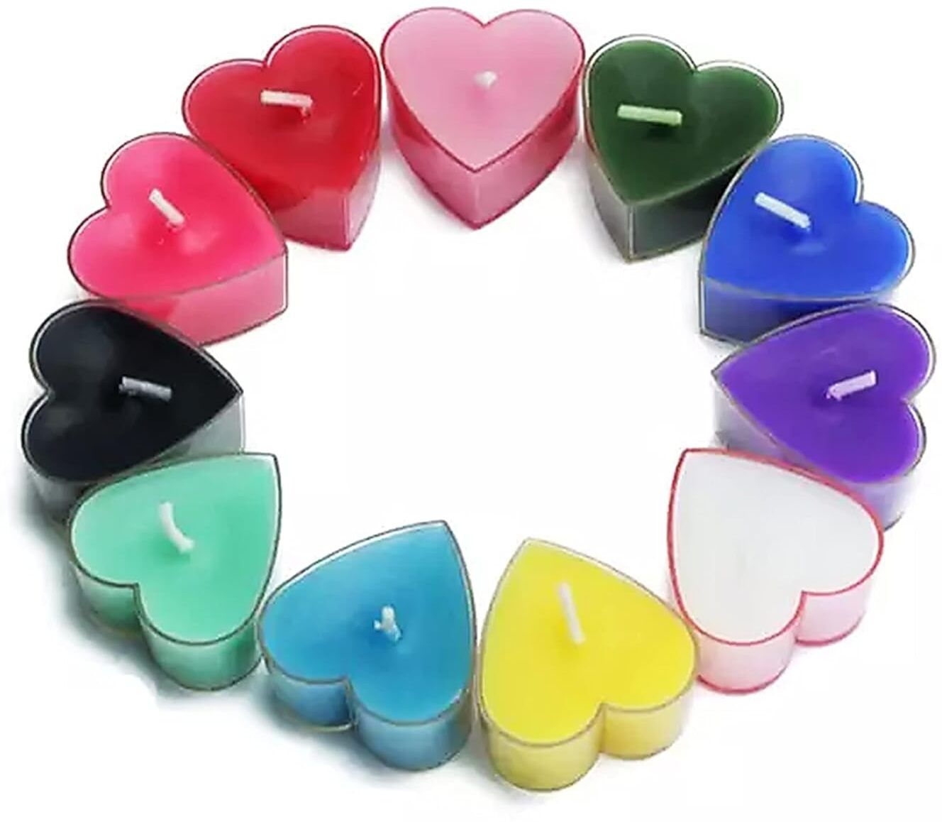 multicoloured heart shaped prime scented tea light Candle