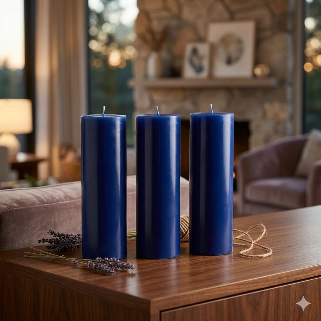 boxglee Ocean Breeze Pillar Candles Set of 3 | Scented Long Burning Home Decor Gift A25 Candle-picture-23
