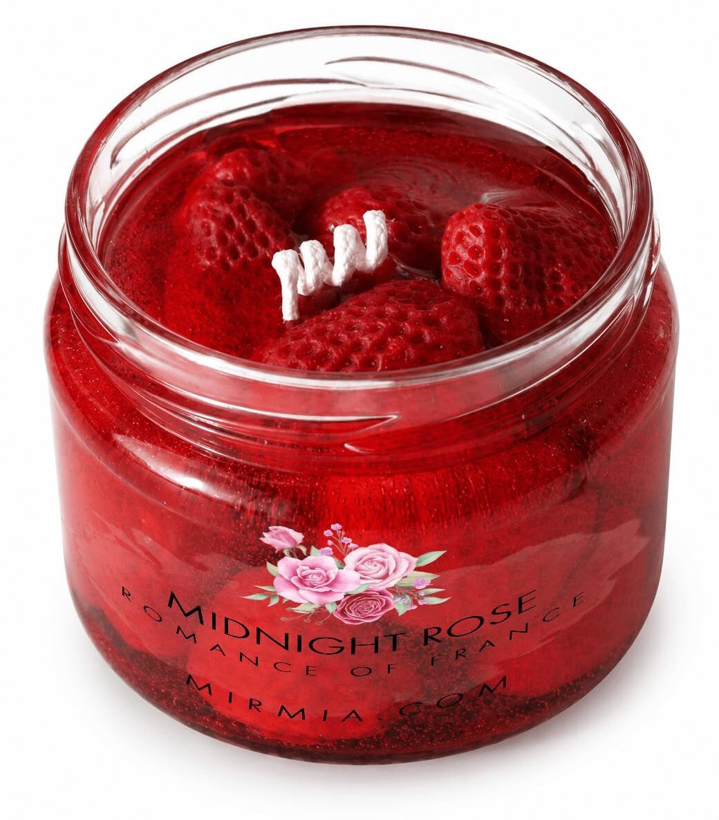 Rose Strawberry Gel Candle | Reusable Gold Lid Jar | 30+ Hrs | Gift & Décor Candle-image-22
