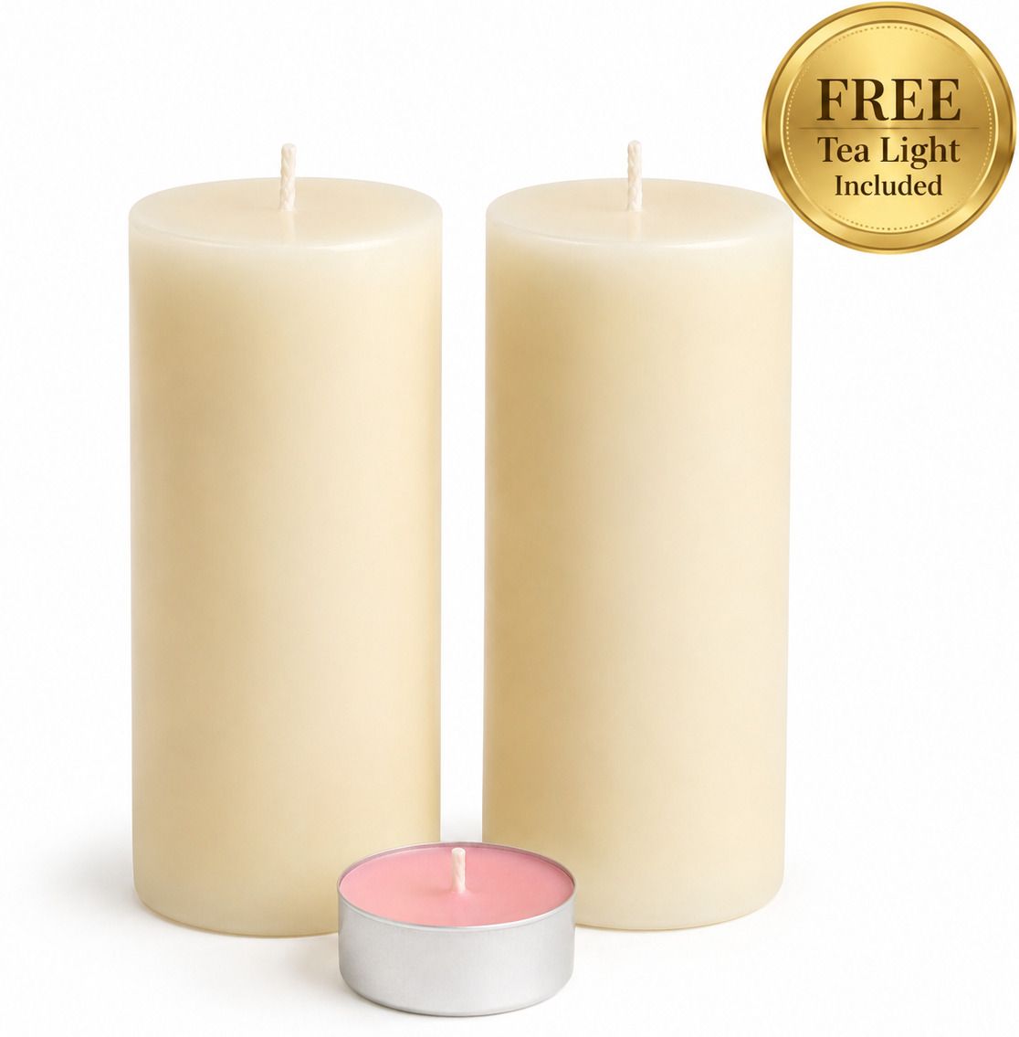 Jasmine Scented Pillar Candles Pack Of 2 With 1 Small T-Light | Gift S-8 Candle-image-40