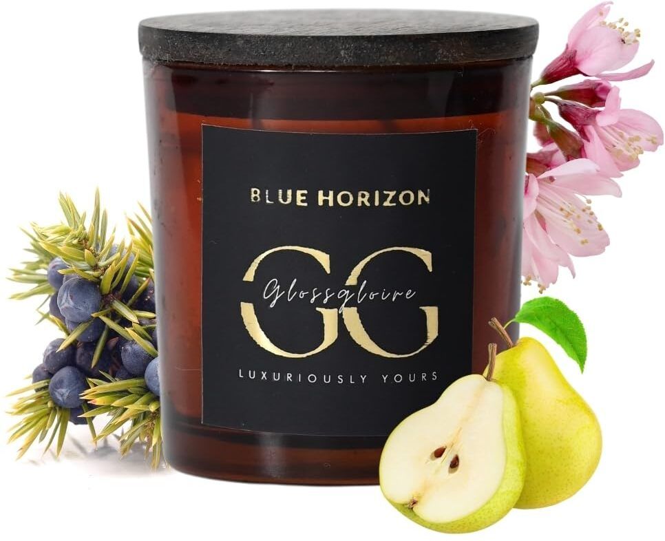 Blue Horizon Luxury Perfume Scented Soy Wax Candle | Glass Candle for Home Décor Candle-image-1