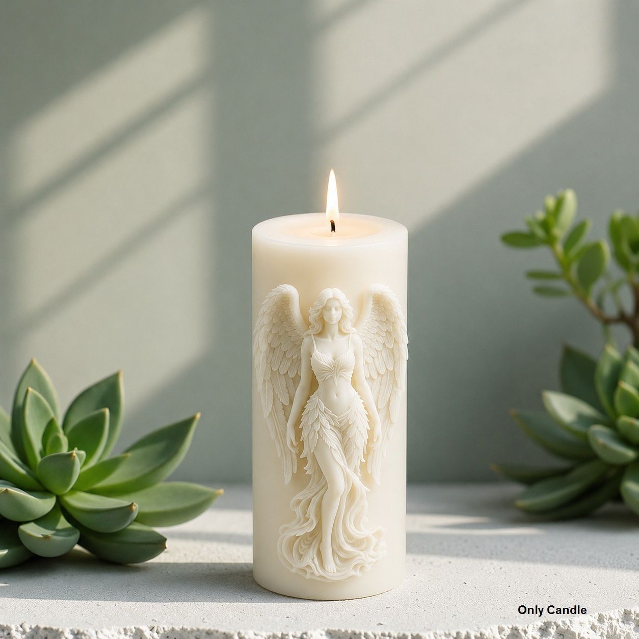 Guardian Angel Feather Wing Carved Soy Wax Pillar Candle for Décor Candle-image-42