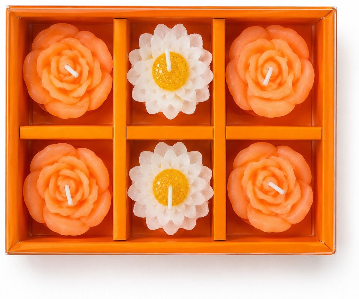 peepalcomm Flower Shape Decorative Candles Set of 6 | Daisy Floral Wax Candles A3 Candle-picture-44