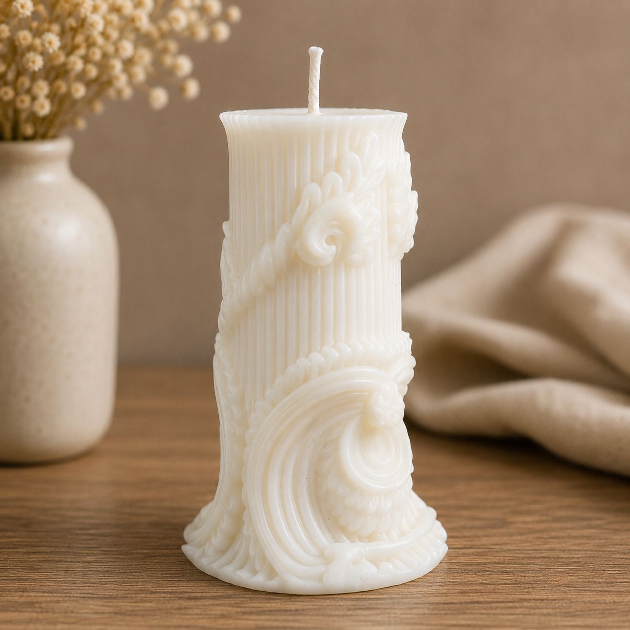 Ornate Pillar Soy Wax Candle for Home Décor Candle-image-32